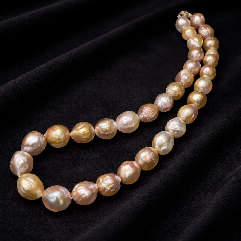 Elegant genuine multicolor baroque Pearl Necklace